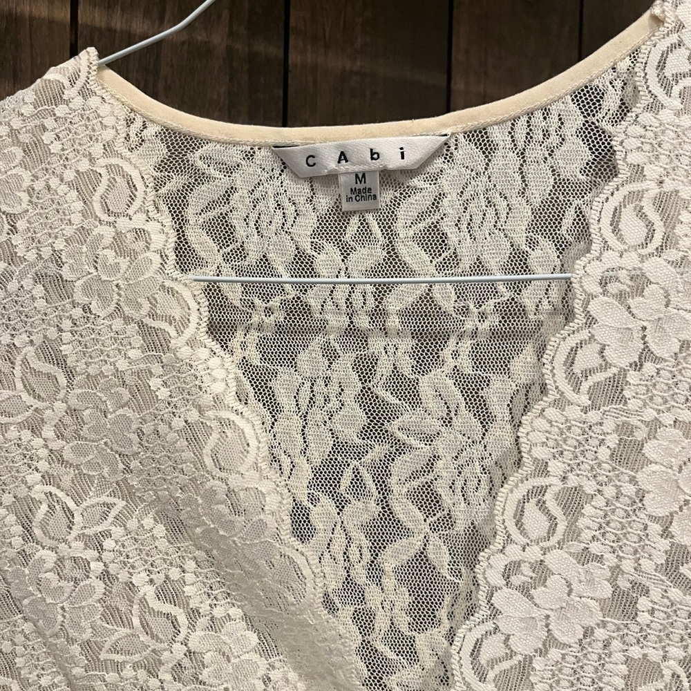 CAbi Cream Lace V-Neck Top - Picture 3 of 4